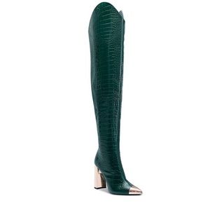 Emerald green thigh boots